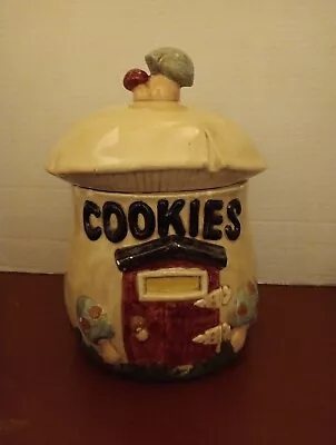 Vtg Mushroom House Cookie Jar Handmade Pottery Retro • $30