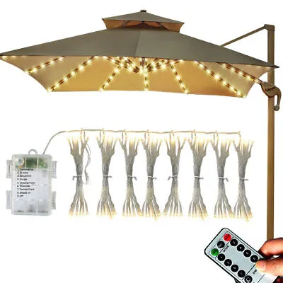 104 LED Solar Parasol Lights – Garden Patio Table Umbrella Fairy Light – Outdooa • £10.79