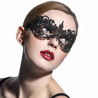 Black Lace Mask Sexy Masquerade Eye Face Eyemask Women Party Halloween Hot 03 • $3.75