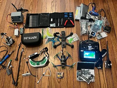 NO RESERVE FPV DRONE LOT $1700 Of Parts- TX16S/Attitude Goggles/drones/Charger • $555