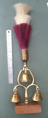 Old Horse Brass: Tripple Bell Swinger With Plume Free P&P Fly Head Terret • £25