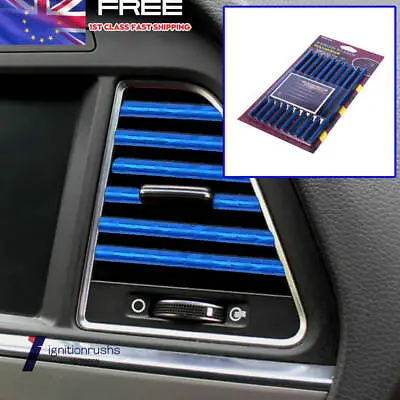 10x Car Auto Accessories Air Conditioner Air Outlet Decoration Strip Cover Blue • £2.29