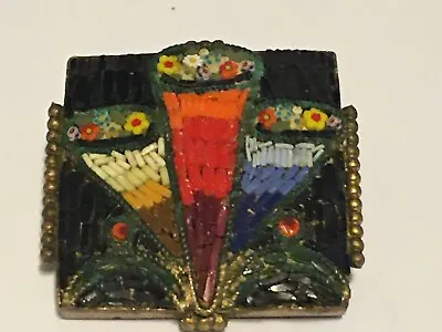 Vintage Millefiori  Floral Brooch Pin Art Glass Micro Mosaic • $23