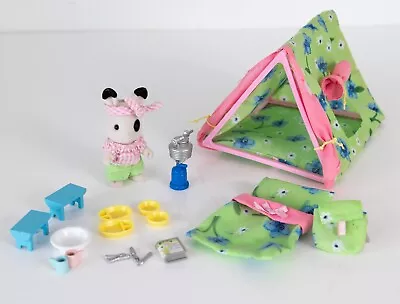 Sylvanian Ingrids Camping Set - Blackberry Rabbit. Green Tent Sleeping Bag • $15.56