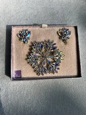 B. David Aurora Borealis Brooch And Earring Set • $125