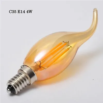 Vintage Edison Light Bulb Bent Tip Flame Amber Warm White E14 Candle Bulb • £4.89