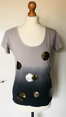 Unconditional Womens XS Dip Dye Scoop Neck T-Shirt With Gold And Silver Dots. • £10