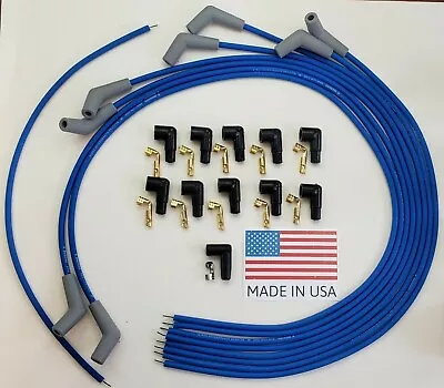 FORD 289 302 CHEVY 454 UNIVERSAL BLUE Spark Plug Wires 45/135 Degree Boot POINTS • $56.95