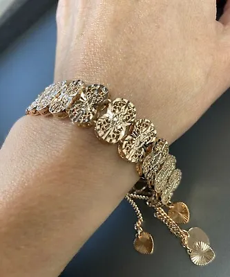 Vintage Bracelet Estate Jewelry Rose Gold Plated Pierced Textured  • $50