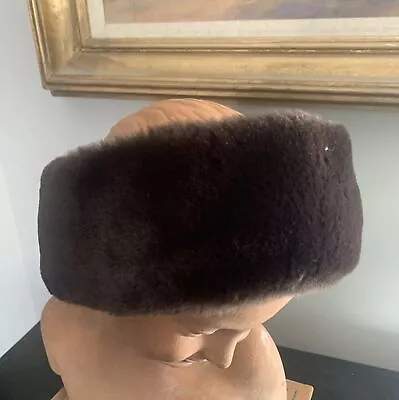 Sak’s  Fifth Avenue Faux Lamb  Headband Adjustable Brown Winter Warm Italy • $29