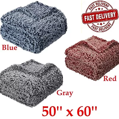 Mainstays Sherpa Throw Blanket - 50  X 60  Gray Blue Red • $14.99