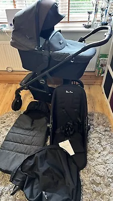 Silver Cross Coast Flint Travel System Pram CarrycotSeat Unit & Footmuff • £199