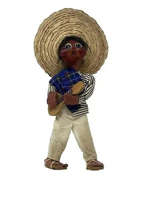 Vintage Mexican Man Dolls Painted Oil Cloth Souvenir Guitar￼ • $9.50