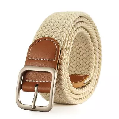 New Stretch Braided Woven Waist Straps Elastic Waistband Canvas Buckle Belt AU • $19.99