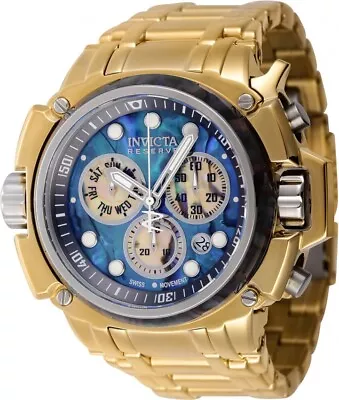 Invicta Men's Coalition Forces 60mm Chronograph Blue Dial Gold Steel Swiss Watch • $271.99