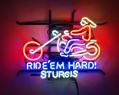 Ride'Em Hard Sturgis Motorcycle Neon Signs Display Decor Wall Sign 19  • $133.56