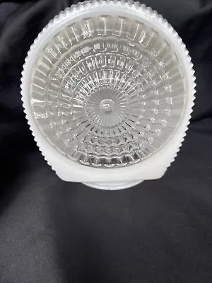 Vintage White Frosted Clear Glass Light Fixture Shade Globe Cover Porch Art Deco • $25