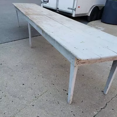 15 Foot Antique American Farm Table Original Paint Two Board Top • $6950