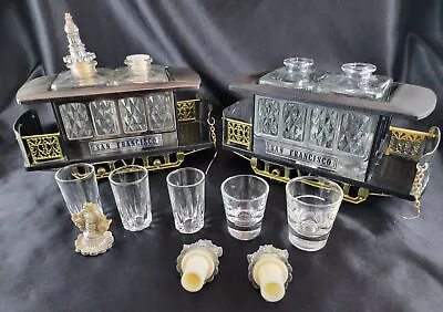 2 Vintage San Francisco Trolley Car Liquor Decanter Bar Drink Caddy Music Box • $44.95