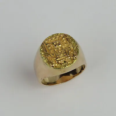 Heavy Vintage 18k Yellow Gold Mayan Design Mens Pinky Ring Size 6.25 • $749