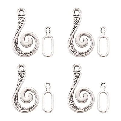 20Sets Alloy Hook And Eye Clasps Antique Silver 13.5mm S Hook Bracelet End Clasp • £3.59