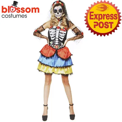 CA2736 Ladies Day Of The Dead Senorita Dress Up Costume Skull Mexican Skeleton • $45.12