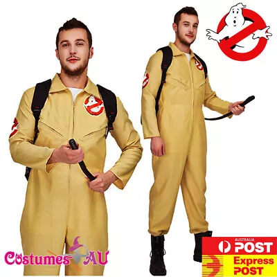 Mens Ghostbusters Costume Adult Ghost Busters Halloween 80s Jumpsuit Backpack • $47.49