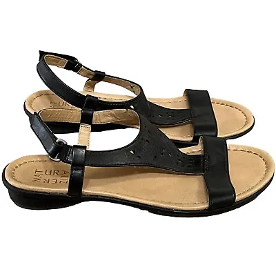 Naturalizer Windham Leather T Strap Flat Sandals Black Women’s Size 8 Ankle  • $22.49