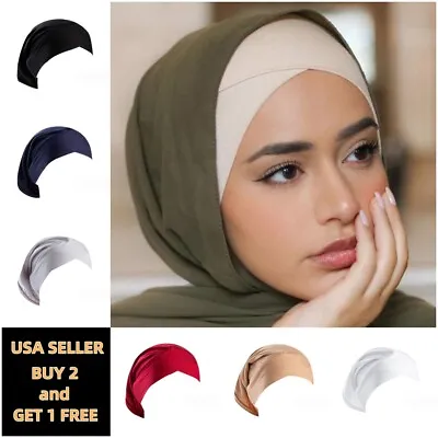 Muslim Women Hijab Hat Chemo Cap Hair Under Cap Scarf Turban Head Wrap Cover D • $5.99