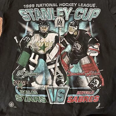 Vintage '99 NHL Belfour Hasek Dallas Stars Buffalo Sabres Pro T-Shirt 14-16 RARE • $58.97