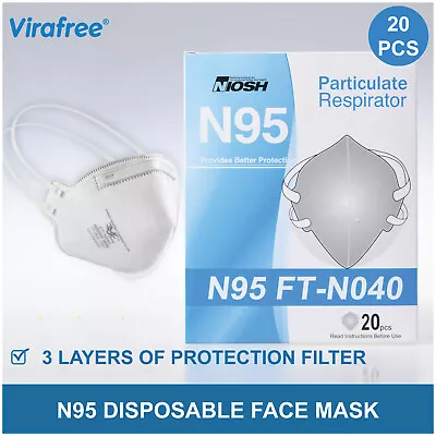 NIOSH N95 Disposable Face Mask Respirator White Protective Mouth Cover Filter • $27.95