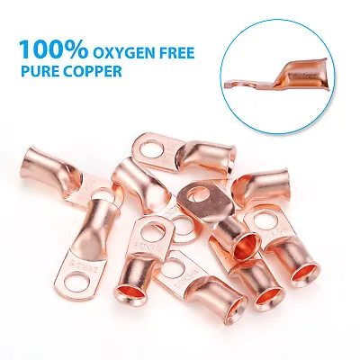 $10.99 • Buy 10pcs Gauge 2/0-3/8 Battery Cable Ends Lugs Copper Ring Terminals Wire Connector