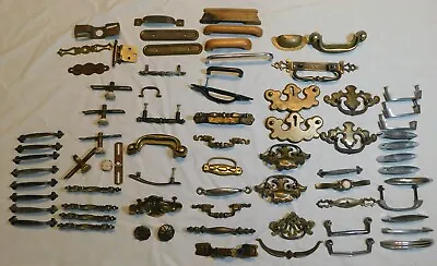 Vtg Lot Drawer Handles Cabinet Pulls Hardware Brass Crome Mid Century Mix 65+ • $42