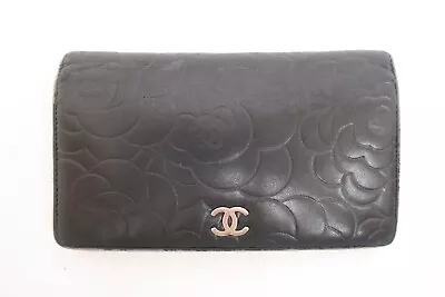 Authentic CHANEL Camellia Leather Bifold Long Wallet #26728 • $109