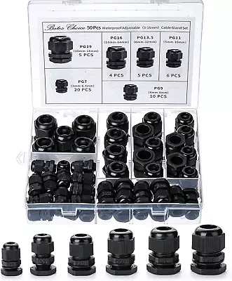 Bates- Nylon Cable Gland 50 Pcs 3-16 Mm Cable Gland Connectors • $20.67