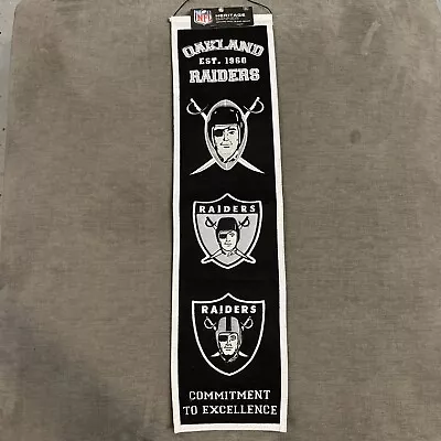 Oakland Raiders Wool Embroidered Heritage Banner Winning Streak Rare 31 X8  • $39.99
