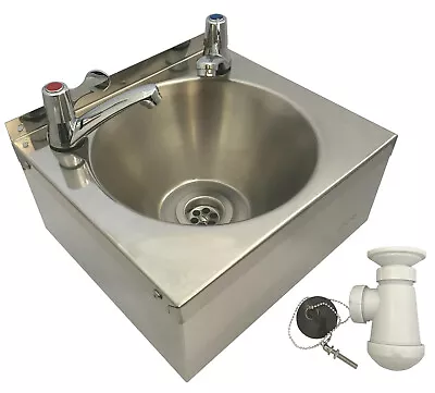 S10L Stainless Steel HAND WASH BASIN Sink + TAPS UK TRAP & Waste • £69.99