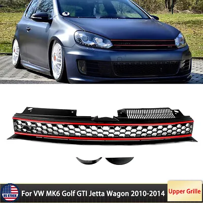 For VW MK6 Golf GTI Jetta Wagon 2010-2014 Front Upper Grille Black W/ Red Trim • $41.79