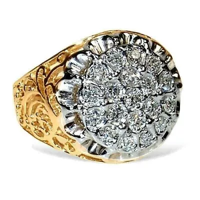 2.10CT Round Lab Created Diamond Cluster Solid Kentucky 14K Yellow Gold Plated • $240