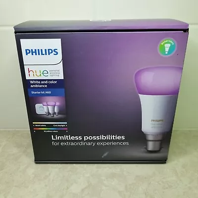 Philips Hue White & Color Ambiance Starter Kit A60 B22 Socket 3 Globes 1 Bridge • $249.90