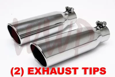 2 Polished Stainless Bolt On Angle Roll Exhaust Tip 2.25  Inlet 4 Outlet 12 Long • $79.95