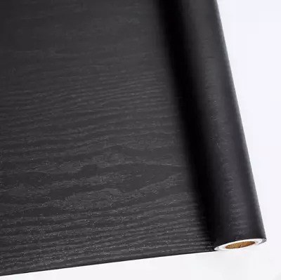 Black Wood Grain Contact Paper Peel Stick Self Adhesive Wallpaper Vinyl Wrap New • $11.99