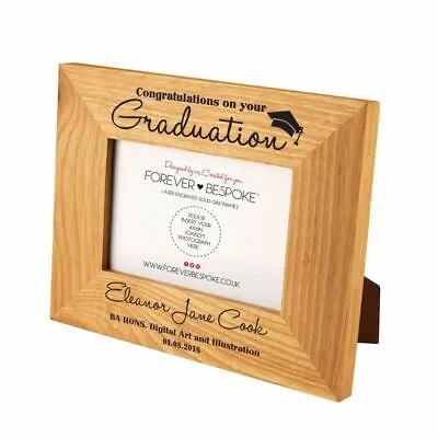 £24.99 • Buy Personalised On Your Graduation Oak Photo Frame, Degree Graduate Keepsake Gifts.