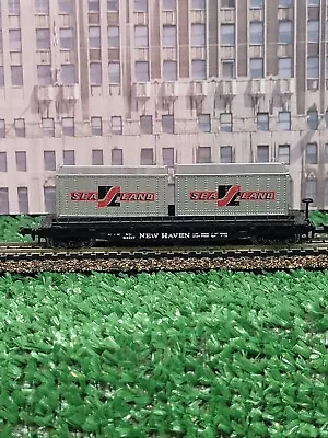 N Scale Bachmann 40' Flat Car With 20' Containers New Haven (No Box) #1 • $1.87