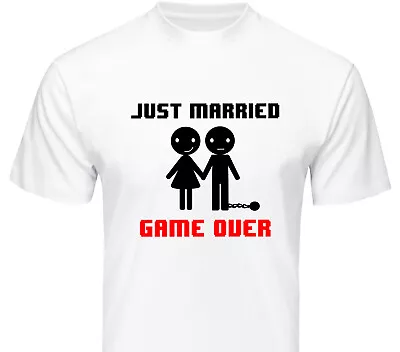 Mens Just Married Game Over T-Shirt Unisex Womens Funny T Shirt Wedding Gift • £9.99