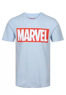 Marvel Faded Classic Logo Light Blue T-Shirt - Unisex Adults • £10.36