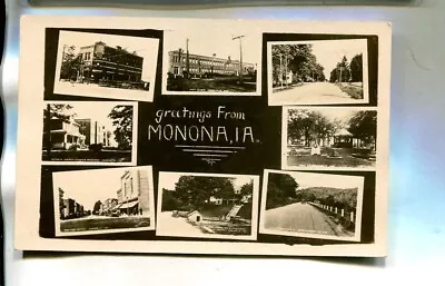 Monona Iowa State Bank Main Street Greetings Real Photo Postcard 1645s • $19