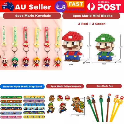 6pcs Super Mario Bros Favours Birthday Party Supplies Goodie Loot Bags Fillers • $3.99