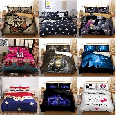 Printed Duvet Cover Bedding Set Pillowcase Quilt Cover Single Double King Size • £27.99