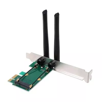  Card WiFi  PCI-E Express To PCI-E Adapter With 2 Antenna External For PC H7C6 • $9.89